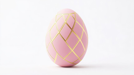 A pastel pink egg featuring geometric gold lines and accents, subtle highlights on a sleek, minimal surface