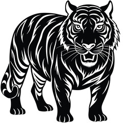 Tiger Silhouette Vector: Majestic Wildlife Illustration for Nature Designs
