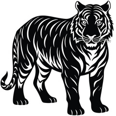 Tiger Silhouette Vector: Majestic Wildlife Illustration for Nature Designs
