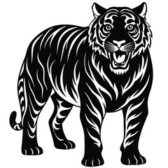 Tiger Outline Illustration: High-Quality Graphic for Wildlife Projects
