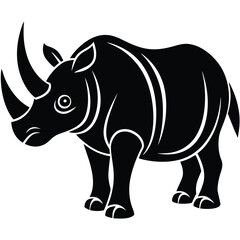 Rhinoceros Silhouette Vector: Majestic Wildlife Illustration for Creative Projects
