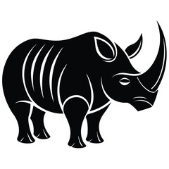 Rhinoceros Silhouette Vector: Majestic Wildlife Illustration for Creative Projects
