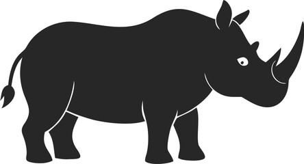 Black Rhino Icon Vector: Perfect for Nature and Conservation Themes
