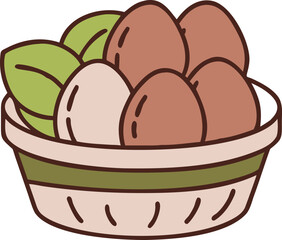 Egg Basket Vector: Fresh Farm Illustration for Food and Agriculture Themes

