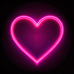 Pink neon heart sign on the black background use for Valentines day