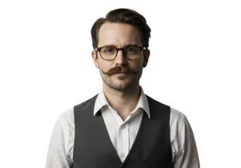 Stylish Man with Mustache Portrait Studio Shot Dark Background Professional Image men hair face look