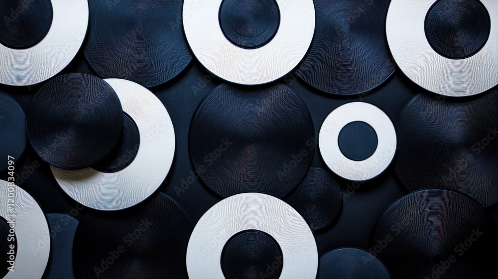 Poster abstract background of overlapping dark and light circles.