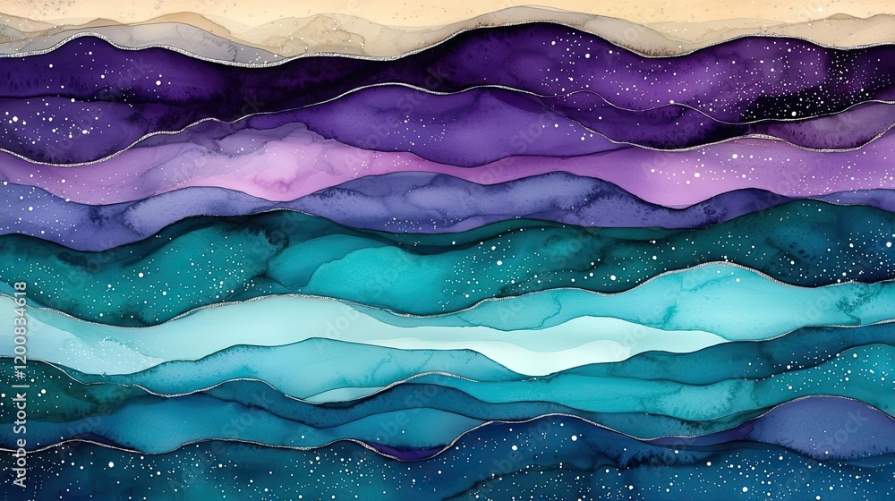 Poster galaxy watercolor idea. abstract wave patterns in vibrant colors create a mesmerizing visual flow.
