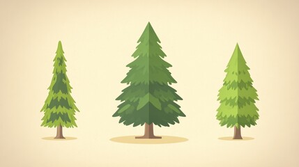 Obraz premium Evergreen Trees of Varying Heights Illustration