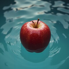 red apple with water drops