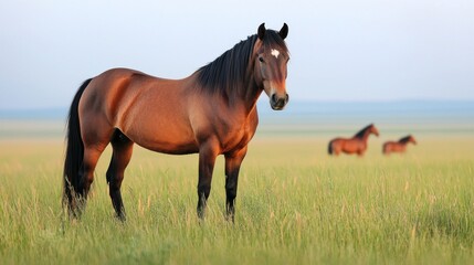 Fototapeta premium Brown Horse in a Field