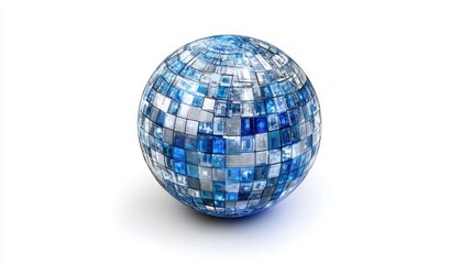 Blue and silver sphere composed of many small squares.