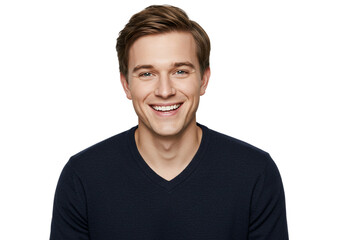 Fototapeta premium Happy Smiling Man Portrait Studio Shot Young Adult Male Face Model Human Image Photo Black Clean 