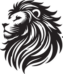 Black Color Lion Silhouette Vector Illustration, Solid White Background