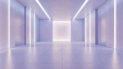 Fototapeta premium Modern Futuristic Office Space with Clean 3D Rendered Design