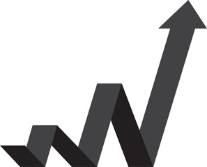 Black business arrow graph going up represents trading profit business growth economic boom and financial surplus