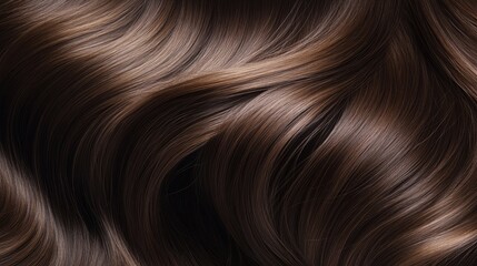 Fototapeta premium Beautiful model girl with Brown hair strand,silky healthy chestnut wavy hair strand,hair wavy ribbon, with smooth,Keratin straightening,Treatment,straight long hair,procedures,Smooth hairstyle.