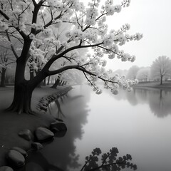 misty morning in the park