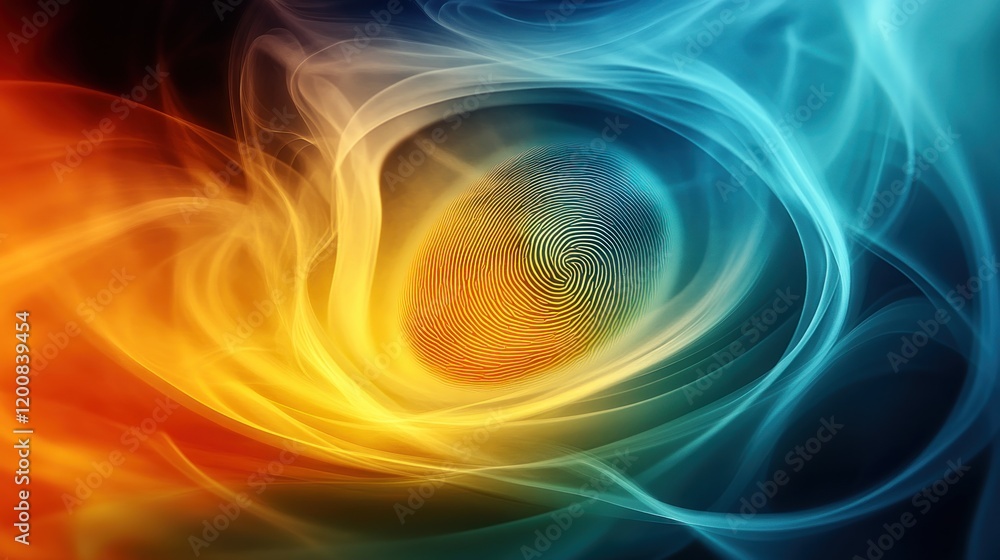 Poster abstract fingerprint in vibrant swirls of color