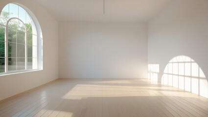 Obraz premium Empty room for mockup. Empty room with light wall and wooden floor.3d rendering.