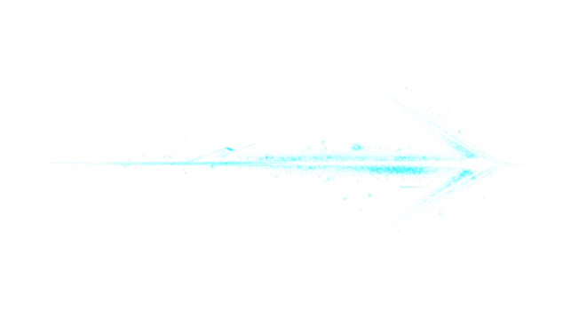 Stylized Neon Blue Arrow with a Glowing Trail Effect on an Isolated White Background