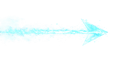 Glowing Neon Blue Arrow Pointing to the Right on an Isolated White Background