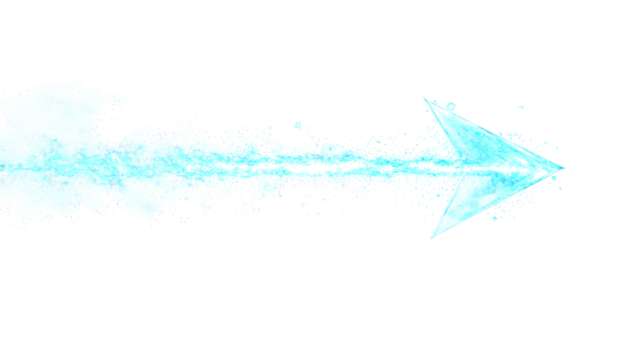 Glowing Neon Blue Arrow Pointing to the Right on an Isolated White Background