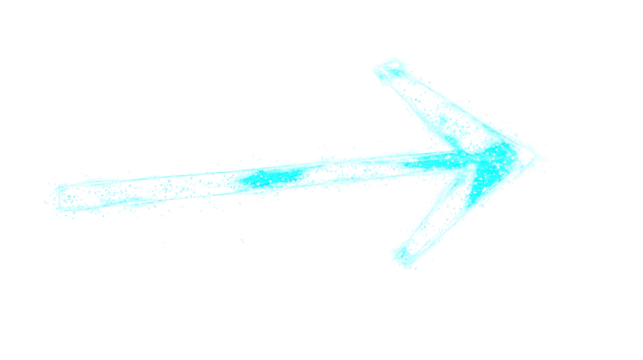 Glowing Neon Blue Arrow Pointing to the Right on an Isolated White Background