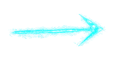 Glowing Neon Blue Arrow Pointing to the Right on an Isolated White Background