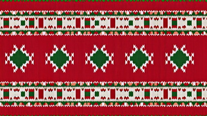 Christmas knitted pattern in red and green