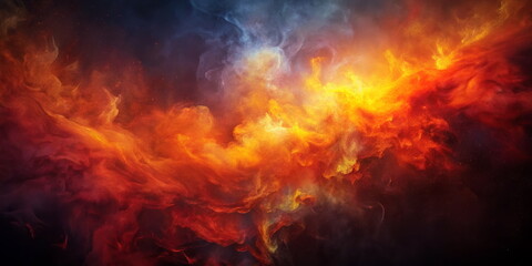 Fototapeta premium Fiery cosmic nebula in vibrant red and orange hues