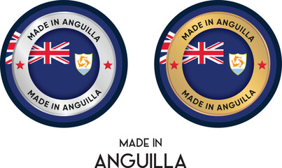 Made in Anguilla. Premium labels, stickers, pointer, badge and symbol of Anguilla flag icon. Collection vector illustration