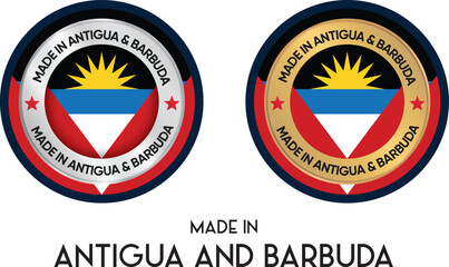 Made in Antigua and Barbuda. Premium labels, stickers, pointer, badge and symbol of Antigua and Barbuda flag icon. Collection vector illustration