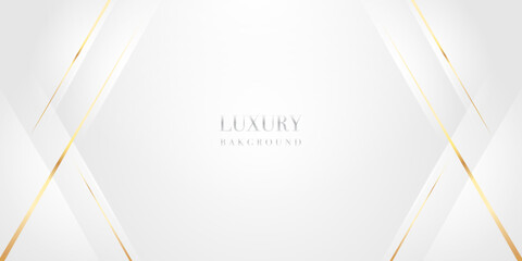 White luxury background with golden diagonal lines For use as a design background.