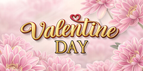 Golden Valentine’s Day wallpaper featuring shiny golden text and romantic floral design elements on a pink background, ideal for luxurious celebrations and stylish decorative projects.
