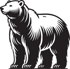 Black Color Polar Bear Silhouette Vector Illustration, Solid White Background