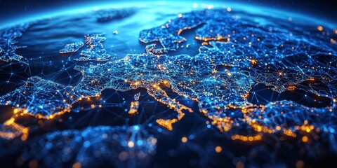 Emphasis on connectivity through data transfer and cyber technology.