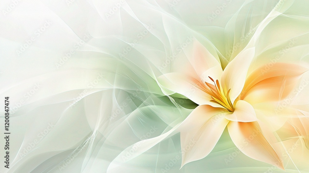 Poster abstract modern floral design with soft lines and spring vibes