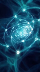 Abstract cosmic energies intertwined in a vibrant galactic dance