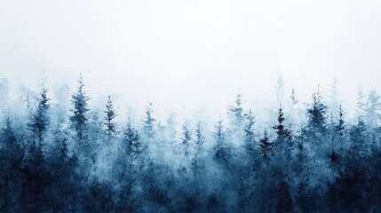 Grunge watercolor concept. Misty forest landscape captures nature's tranquility and serene beauty.