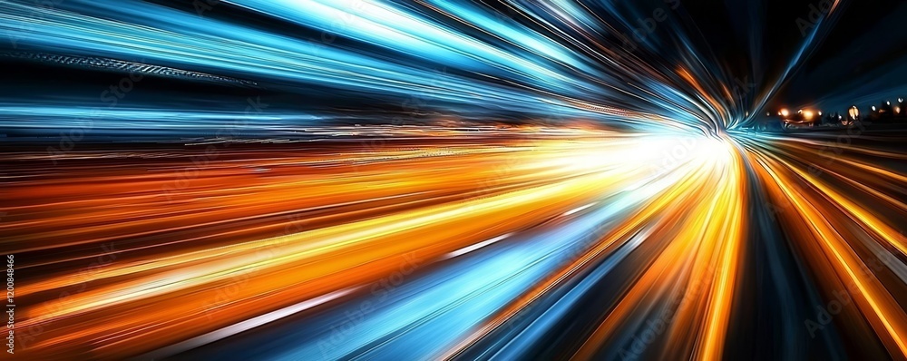 Poster dynamic abstract representation of speed on a city highway.