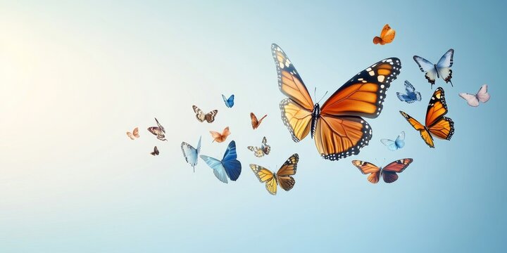 Background of beautiful abstract Business transformation innovation. Change from to high technology like butterfly life cycle. to imply with success future business growth concept, Generative AI