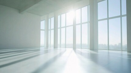 Fototapeta premium Modern Open Plan Office with Abundant Natural Light and Space