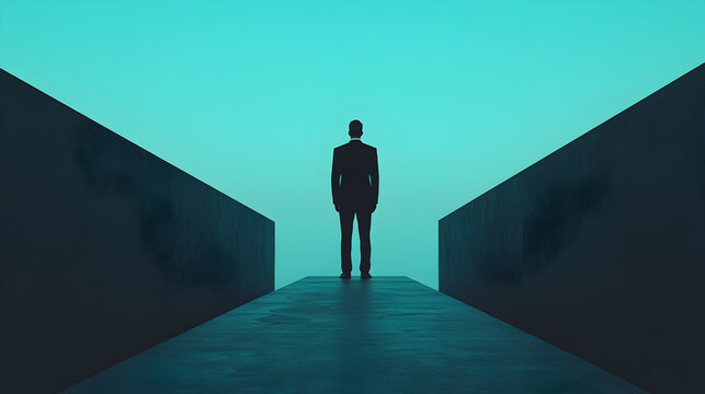 Ambition and future businessman in a minimalist digital art setting - Powered by Adobe