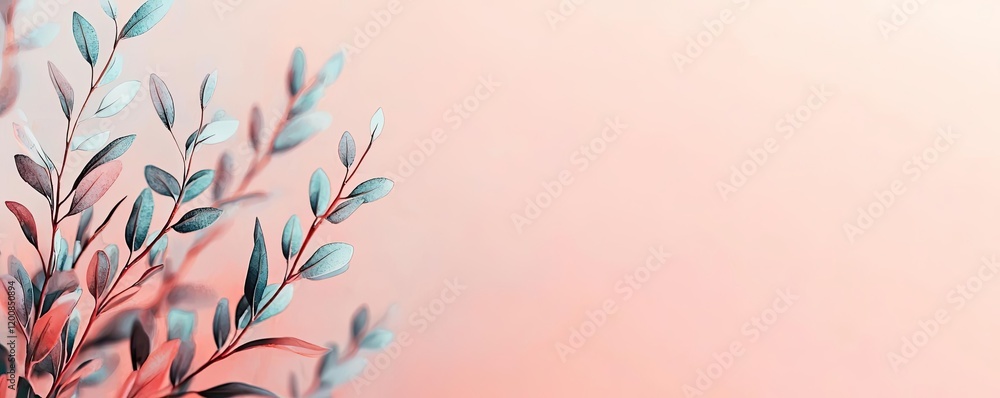 Poster nature watercolor idea. elegant leaves create a tranquil and artistic backdrop with soft colors.