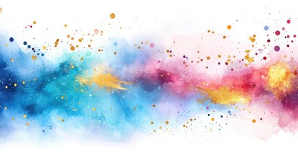 Galaxy watercolor idea. A vibrant watercolor splash showcasing a blend of blue, pink, and yellow hues.