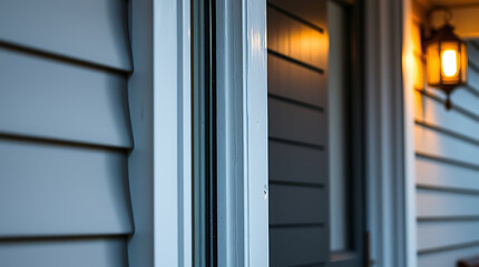 Captivating Architectural Details: A Close-Up View of a Modern Home's Exterior. The image showcases the elegant design, highlighting the interplay of light and shadow on the house's facade.