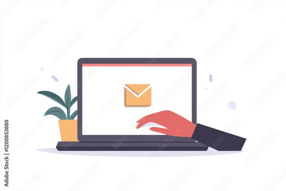 Poster a direct selling project for an email marketing list featuring a woman hand using a laptop with an e