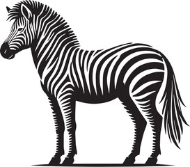 Black Color Zebra Silhouette Vector Illustration, Solid White Background