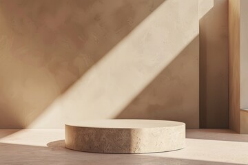 Premium Quality Visual of Empty Product Display Podium with Minimalist Background